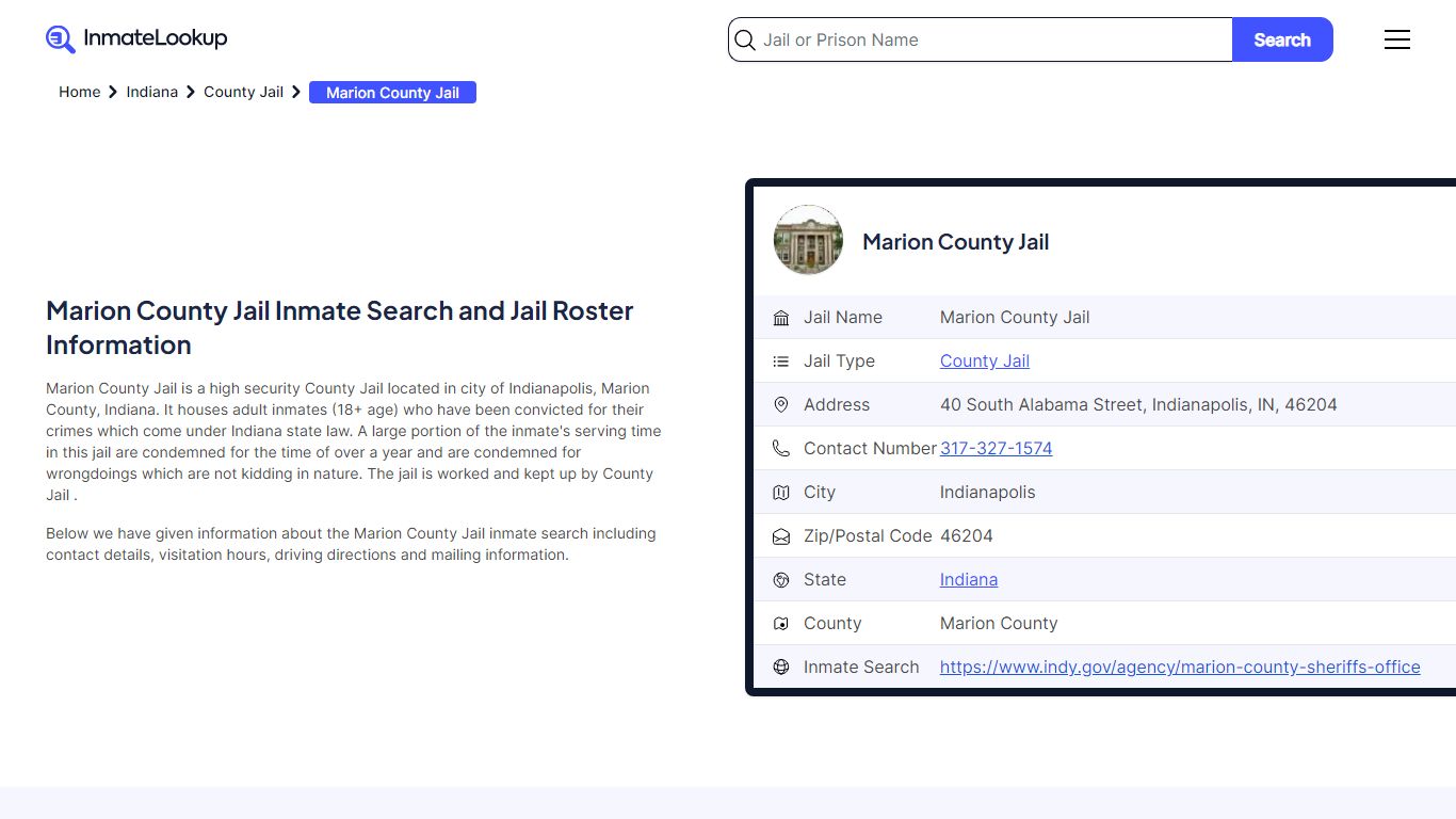 Marion County Jail (IN) Inmate Search Indiana - Inmate Lookup